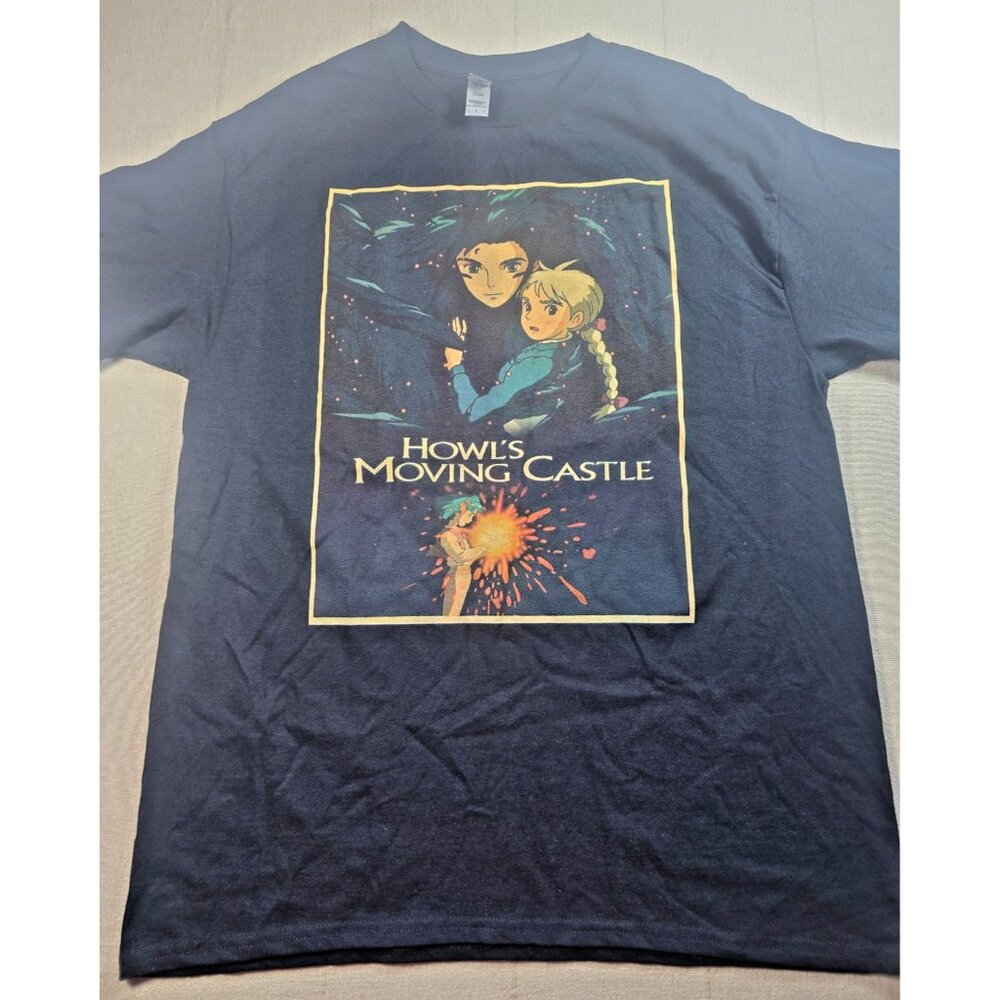 Howl's Moving Castle T-Shirt Mens Large Black EUC Studio Ghibli Anime